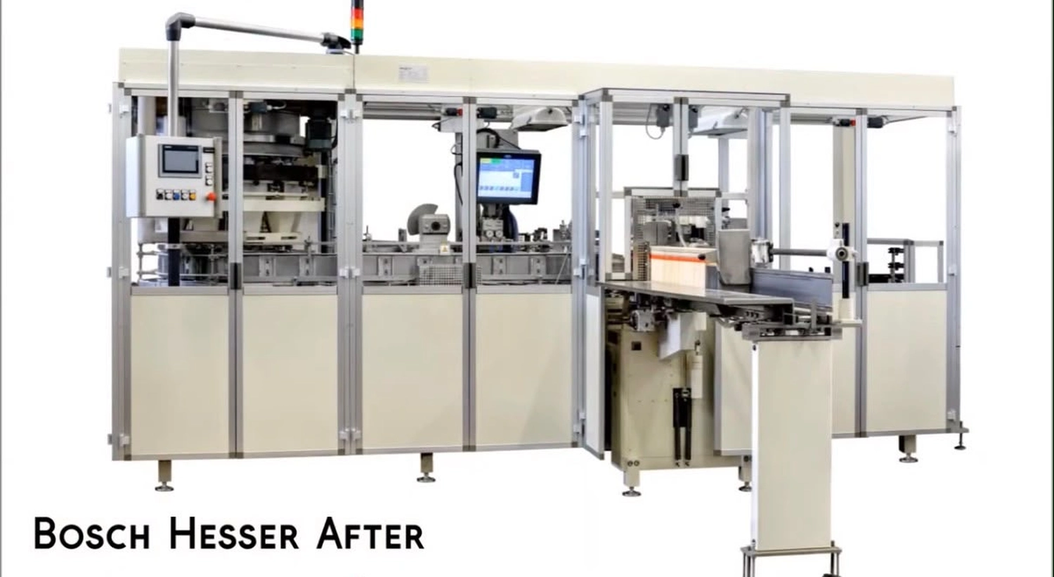 IGEMA Technology GmbH&Co.KG - Maschinenbau & Verpackungstechnik Service - Bosch Hesser - Modernisierte, geschlossene Industrieverpackungsmaschine mit integriertem digitalem Bedienfeld.